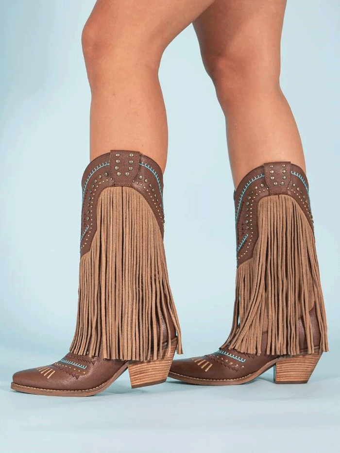 Dingo DI737 Womens Gypsy Leather Boot Brown front and side view. If you need any assistance with this item or the purchase of this item please call us at five six one seven four eight eight eight zero one Monday through Saturday 10:00a.m EST to 8:00 p.m EST