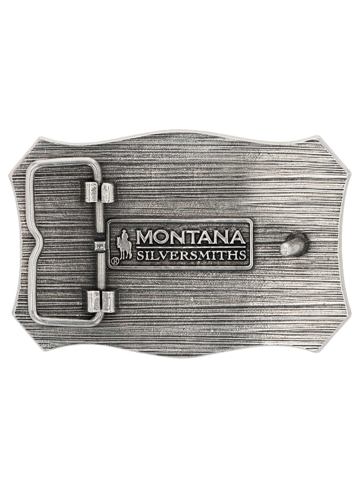 Montana Silversmiths A935 Longhorn Crest Filigree Attitude Belt Buckle Silver front view. If you need any assistance with this item or the purchase of this item please call us at five six one seven four eight eight eight zero one Monday through Saturday 10:00a.m EST to 8:00 p.m EST