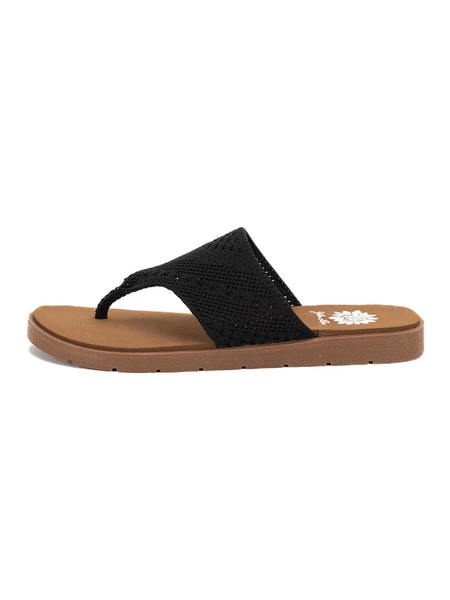 Yellow Box 53994 Womens Feria Flip Flop Sandals Black side view. If you need any assistance with this item or the purchase of this item please call us at five six one seven four eight eight eight zero one Monday through Saturday 10:00a.m EST to 8:00 p.m EST
