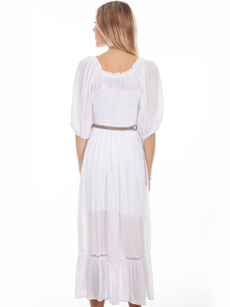 Scully PSL-253 Womens Lace Trim Maxi Dress White back view. If you need any assistance with this item or the purchase of this item please call us at five six one seven four eight eight eight zero one Monday through Saturday 10:00a.m EST to 8:00 p.m EST