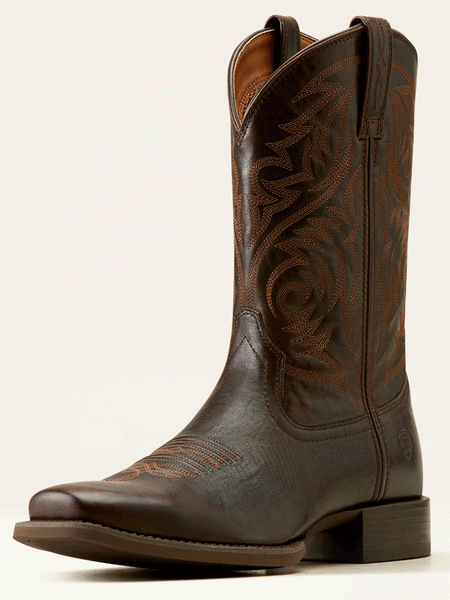 Ariat 10050990 Mens Sport Herdsman Cowboy Boot Burnished Chocolate front and side view. If you need any assistance with this item or the purchase of this item please call us at five six one seven four eight eight eight zero one Monday through Saturday 10:00a.m EST to 8:00 p.m EST