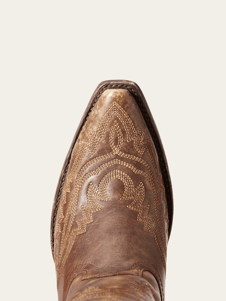 Ariat 10034002 Womens Casanova Western Boot Naturally Distressed Brown toe view from above. If you need any assistance with this item or the purchase of this item please call us at five six one seven four eight eight eight zero one Monday through Saturday 10:00a.m EST to 8:00 p.m EST