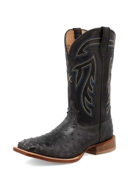 Twisted X MRSL045 Mens Ruff Stock Square Toe Ostrich Boot Black