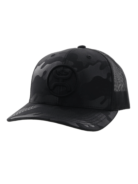 Hooey 2209T-CABK O-CLASSIC Mid Profile Trucker Hat Camo Black front and side view. If you need any assistance with this item or the purchase of this item please call us at five six one seven four eight eight eight zero one Monday through Saturday 10:00a.m EST to 8:00 p.m EST