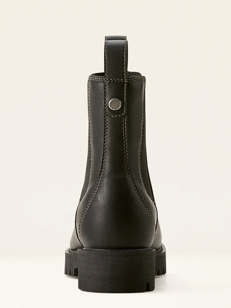 Ariat 10053771 Womens Wexford Lug Mid Waterproof Chelsea Boot Jet Black back view. If you need any assistance with this item or the purchase of this item please call us at five six one seven four eight eight eight zero one Monday through Saturday 10:00a.m EST to 8:00 p.m EST
