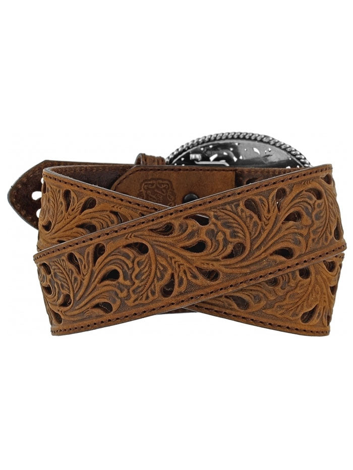 Tony Lama C50029 Womens Pierced Filigree Trophy Belt Bark front view. If you need any assistance with this item or the purchase of this item please call us at five six one seven four eight eight eight zero one Monday through Saturday 10:00a.m EST to 8:00 p.m EST
