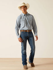 Ariat 10048501 Mens Parks Classic Fit Shirt Little Boy Blue front view. If you need any assistance with this item or the purchase of this item please call us at five six one seven four eight eight eight zero one Monday through Saturday 10:00a.m EST to 8:00 p.m EST
