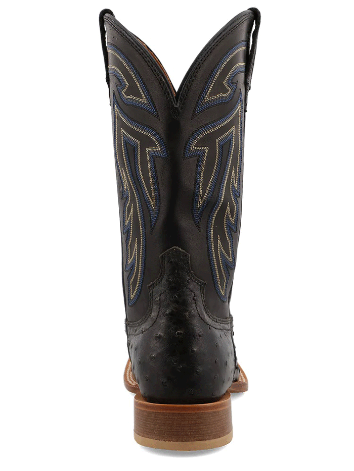 Twisted X MRSL045 Mens Ruff Stock Square Toe Ostrich Boot Black front and side view. If you need any assistance with this item or the purchase of this item please call us at five six one seven four eight eight eight zero one Monday through Saturday 10:00a.m EST to 8:00 p.m EST