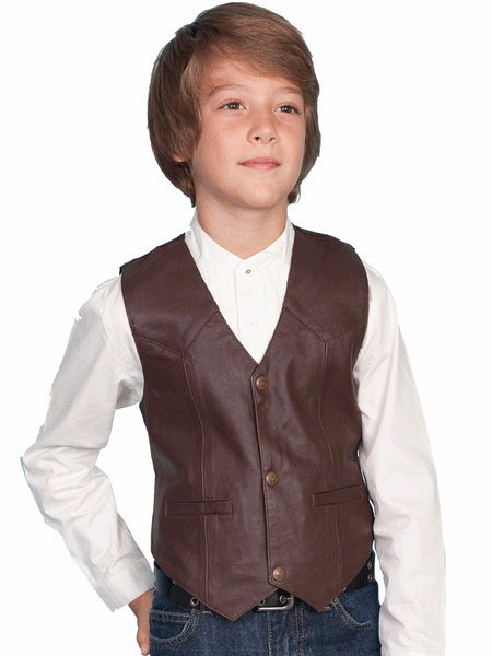 Scully 2001-29 Kids Lambskin Vest Brown front view. If you need any assistance with this item or the purchase of this item please call us at five six one seven four eight eight eight zero one Monday through Saturday 10:00a.m EST to 8:00 p.m EST