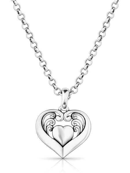 Montana Silversmiths NC6103 Womens Fierce Hearts Necklace Silver back view. If you need any assistance with this item or the purchase of this item please call us at five six one seven four eight eight eight zero one Monday through Saturday 10:00a.m EST to 8:00 p.m EST