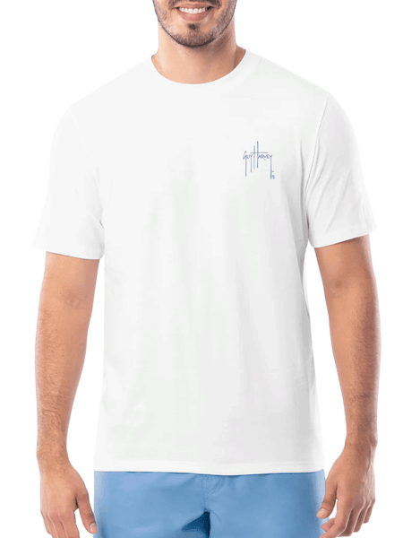 Guy Harvey GHV56000-WHT Mens Collage Short Sleeve T-Shirt White front. If you need any assistance with this item or the purchase of this item please call us at five six one seven four eight eight eight zero one Monday through Saturday 10:00a.m EST to 8:00 p.m EST
