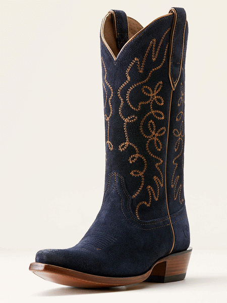 Ariat 10053793 Womens Jukebox Western Boot Polo Blue Suede front and side view. If you need any assistance with this item or the purchase of this item please call us at five six one seven four eight eight eight zero one Monday through Saturday 10:00a.m EST to 8:00 p.m EST