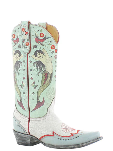 Old Gringo L4073-2 Womens CORALINE Leather Boot Taupe Teal side view. If you need any assistance with this item or the purchase of this item please call us at five six one seven four eight eight eight zero one Monday through Saturday 10:00a.m EST to 8:00 p.m EST