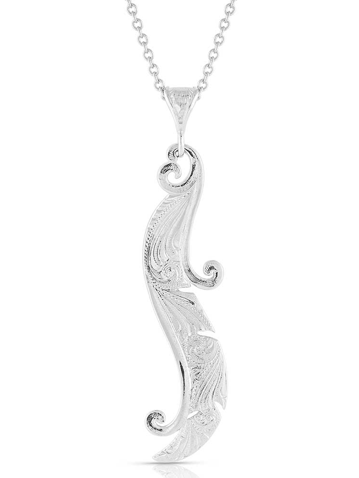 Montana Silversmiths NC4836 Womens Dreamweaver Feather Necklace Silver front view. If you need any assistance with this item or the purchase of this item please call us at five six one seven four eight eight eight zero one Monday through Saturday 10:00a.m EST to 8:00 p.m EST
