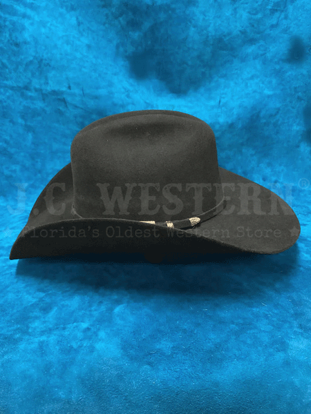 Bullhide BACK ROADS 6X 0625BL Premium Wool Hat Black side view. If you need any assistance with this item or the purchase of this item please call us at five six one seven four eight eight eight zero one Monday through Saturday 10:00a.m EST to 8:00 p.m EST