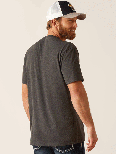 Ariat 10047881 Mens License Plate Cowboy T-Shirt Charcoal Heather back view. If you need any assistance with this item or the purchase of this item please call us at five six one seven four eight eight eight zero one Monday through Saturday 10:00a.m EST to 8:00 p.m EST