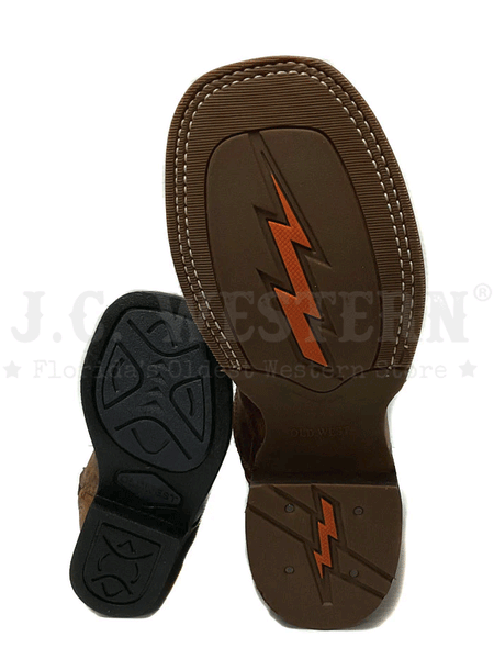 Old West 1960 Kids Western Boot Brown sole view kids and youth. If you need any assistance with this item or the purchase of this item please call us at five six one seven four eight eight eight zero one Monday through Saturday 10:00a.m EST to 8:00 p.m EST