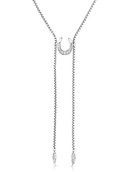 Montana Silversmiths NC6120 Womens Between Luck Necklace Silver front view. If you need any assistance with this item or the purchase of this item please call us at five six one seven four eight eight eight zero one Monday through Saturday 10:00a.m EST to 8:00 p.m EST
