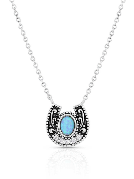 Montana Silversmiths NC5121 Womens Mackenzie Horse Pendant Necklace Silver front view. If you need any assistance with this item or the purchase of this item please call us at five six one seven four eight eight eight zero one Monday through Saturday 10:00a.m EST to 8:00 p.m EST