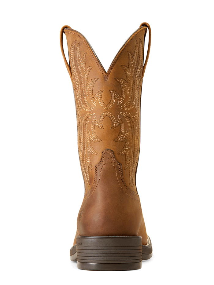 Ariat 10046982 Mens Ridgeback Western Boot Oily Distressed Tan sront and side view. If you need any assistance with this item or the purchase of this item please call us at five six one seven four eight eight eight zero one Monday through Saturday 10:00a.m EST to 8:00 p.m EST