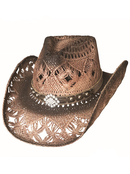 Bullhide MAGNIFICENT 2940 Western Straw Hat Tan side / front view. If you need any assistance with this item or the purchase of this item please call us at five six one seven four eight eight eight zero one Monday through Saturday 10:00a.m EST to 8:00 p.m EST