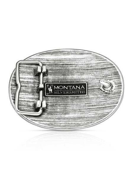 Montana Silversmiths A1063S Forged in Freedom Buckle Silver back view. If you need any assistance with this item or the purchase of this item please call us at five six one seven four eight eight eight zero one Monday through Saturday 10:00a.m EST to 8:00 p.m EST