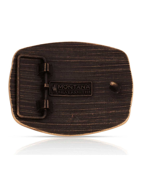 Montana Silversmiths A1088C Sentinel Buckle Bronze back view. If you need any assistance with this item or the purchase of this item please call us at five six one seven four eight eight eight zero one Monday through Saturday 10:00a.m EST to 8:00 p.m EST