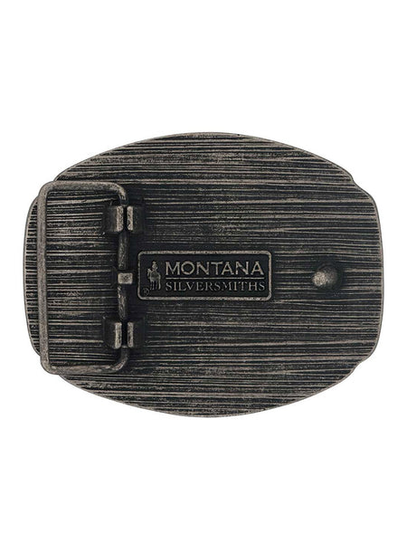 Montana Silversmiths A993S Longhorn Soul Attitude Buckle Silver Grey back view. If you need any assistance with this item or the purchase of this item please call us at five six one seven four eight eight eight zero one Monday through Saturday 10:00a.m EST to 8:00 p.m EST