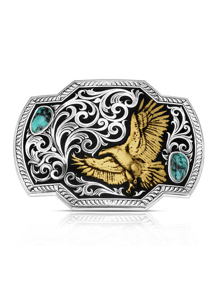 Montana Silversmiths AM55410 Wings of Valor American Made Buckle Silver front view. If you need any assistance with this item or the purchase of this item please call us at five six one seven four eight eight eight zero one Monday through Saturday 10:00a.m EST to 8:00 p.m EST