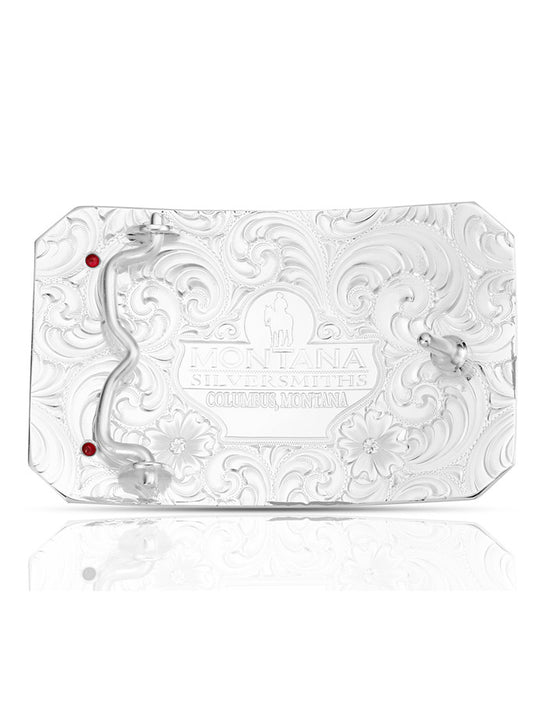 Montana Silversmiths AM57910-1007M Noble Pride American Made Buckle With Eagle Silver back view. If you need any assistance with this item or the purchase of this item please call us at five six one seven four eight eight eight zero one Monday through Saturday 10:00a.m EST to 8:00 p.m EST