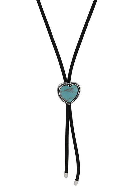 Montana Silversmiths ANC6076 Womens Turquoise Has My Heart Bolo Necklace Turquoise front view. If you need any assistance with this item or the purchase of this item please call us at five six one seven four eight eight eight zero one Monday through Saturday 10:00a.m EST to 8:00 p.m EST