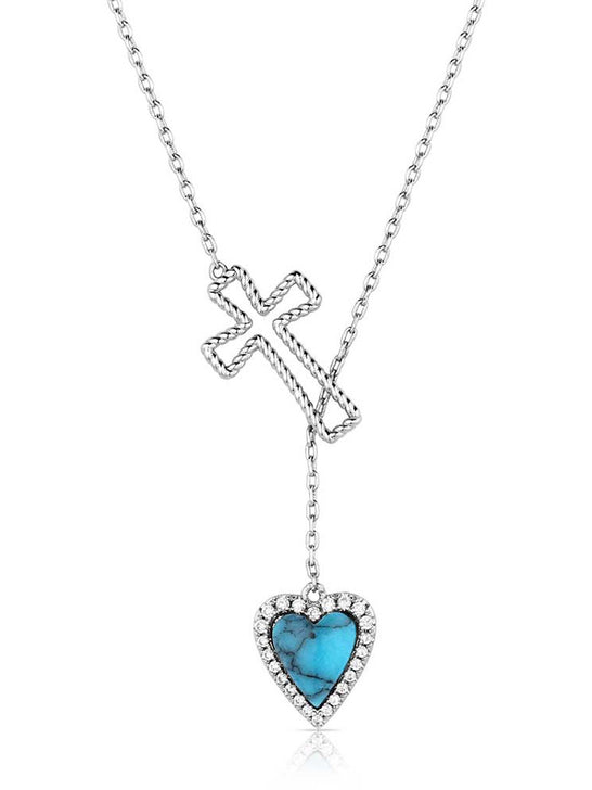 Montana Silversmiths NC6225 Womens Anchored in Love and Faith Necklace Silver front view. If you need any assistance with this item or the purchase of this item please call us at five six one seven four eight eight eight zero one Monday through Saturday 10:00a.m EST to 8:00 p.m EST