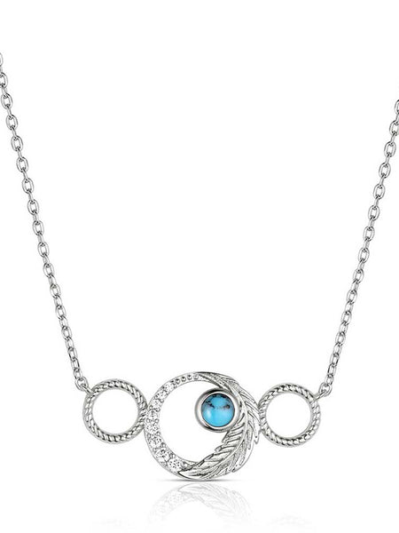 Montana Silversmiths NC6308 Womens Floating on a Breeze Necklace Silver And Turquoise front view. If you need any assistance with this item or the purchase of this item please call us at five six one seven four eight eight eight zero one Monday through Saturday 10:00a.m EST to 8:00 p.m EST