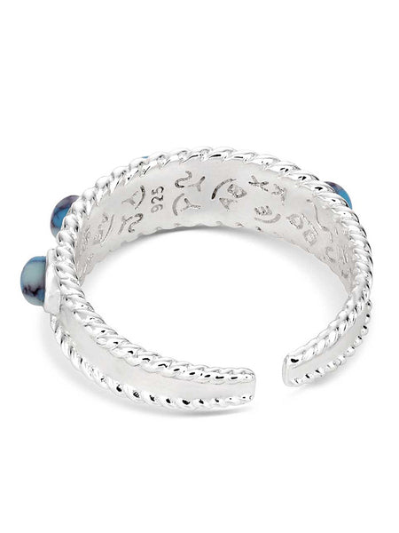 Montana Silversmiths RG6216 Womens Pebbled Wrap Ring Silver And Turquoise back view. If you need any assistance with this item or the purchase of this item please call us at five six one seven four eight eight eight zero one Monday through Saturday 10:00a.m EST to 8:00 p.m EST