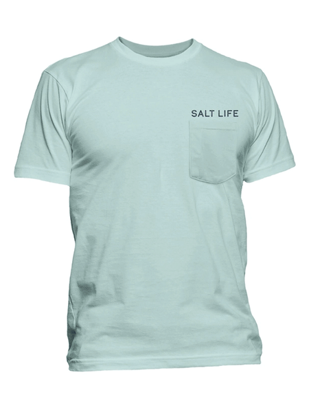 Salt Life SLM11190-FREMI Mens Resurface Short Sleeve Pocket Tee Fresh Mint front view. If you need any assistance with this item or the purchase of this item please call us at five six one seven four eight eight eight zero one Monday through Saturday 10:00a.m EST to 8:00 p.m EST