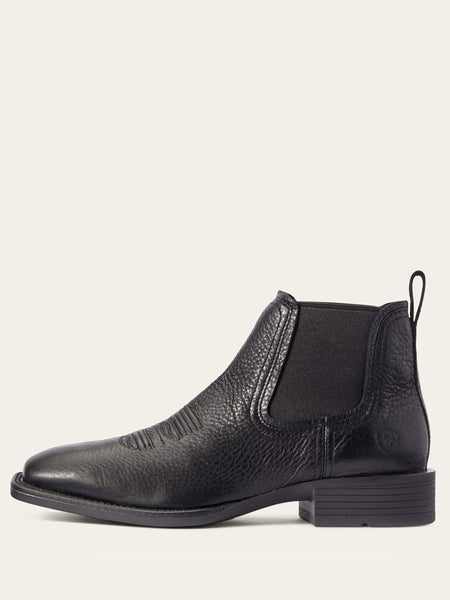 Ariat 10031453 Mens Sport Booker Ultra Western Boot Black side view. If you need any assistance with this item or the purchase of this item please call us at five six one seven four eight eight eight zero one Monday through Saturday 10:00a.m EST to 8:00 p.m EST
