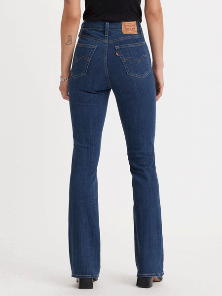 Levi's 187590038 Womens 725 High Rise Bootcut Jeans Lapis Dark Horse Navy back view. If you need any assistance with this item or the purchase of this item please call us at five six one seven four eight eight eight zero one Monday through Saturday 10:00a.m EST to 8:00 p.m EST