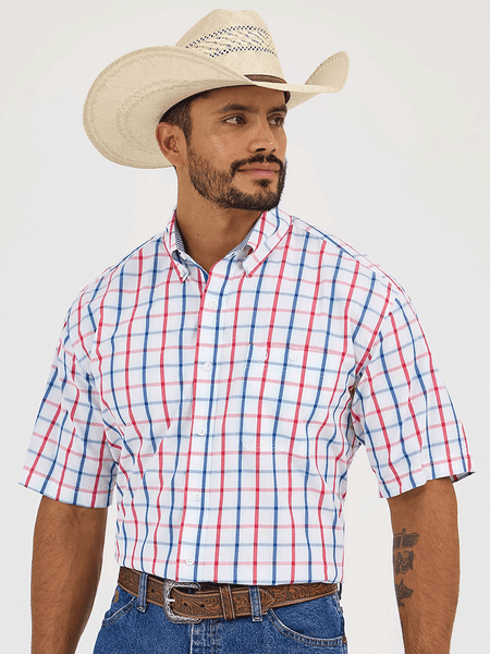 Wrangler 112365408 Mens George Strait Short Sleeve Shirt White front view. If you need any assistance with this item or the purchase of this item please call us at five six one seven four eight eight eight zero one Monday through Saturday 10:00a.m EST to 8:00 p.m EST