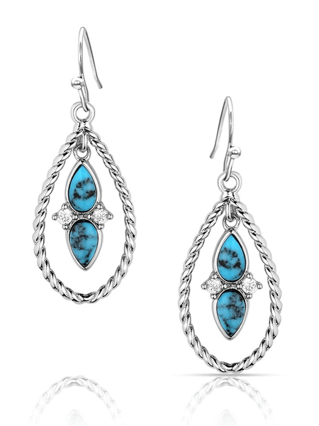 Montana Silversmiths ER5956 Womens Moonlit Ocean Turquoise Earrings Silver front view. If you need any assistance with this item or the purchase of this item please call us at five six one seven four eight eight eight zero one Monday through Saturday 10:00a.m EST to 8:00 p.m EST