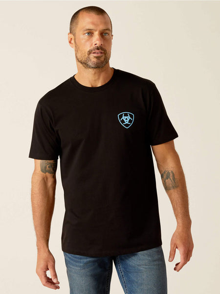 Ariat 10051788 Mens Chrome Wire T-Shirt Black front view. If you need any assistance with this item or the purchase of this item please call us at five six one seven four eight eight eight zero one Monday through Saturday 10:00a.m EST to 8:00 p.m EST