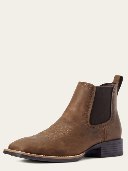 Ariat 10031452 Mens Sport Booker Ultra Western Boot Distressed Tan side / front view. If you need any assistance with this item or the purchase of this item please call us at five six one seven four eight eight eight zero one Monday through Saturday 10:00a.m EST to 8:00 p.m EST