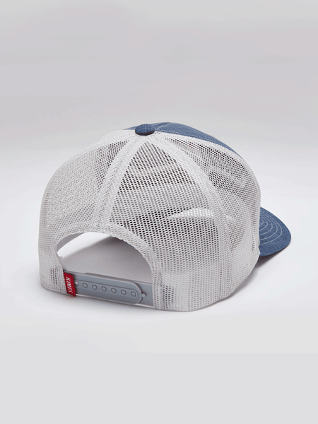 Kimes Ranch UPGRADE WEEKLY 110 Mesh Back Cap Ivory Light Blue back view. If you need any assistance with this item or the purchase of this item please call us at five six one seven four eight eight eight zero one Monday through Saturday 10:00a.m EST to 8:00 p.m EST