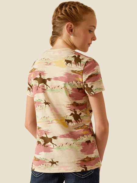 Ariat 10048591 Kids Hawaiian Short Sleeve T-Shirt Multicolor back view. If you need any assistance with this item or the purchase of this item please call us at five six one seven four eight eight eight zero one Monday through Saturday 10:00a.m EST to 8:00 p.m EST
