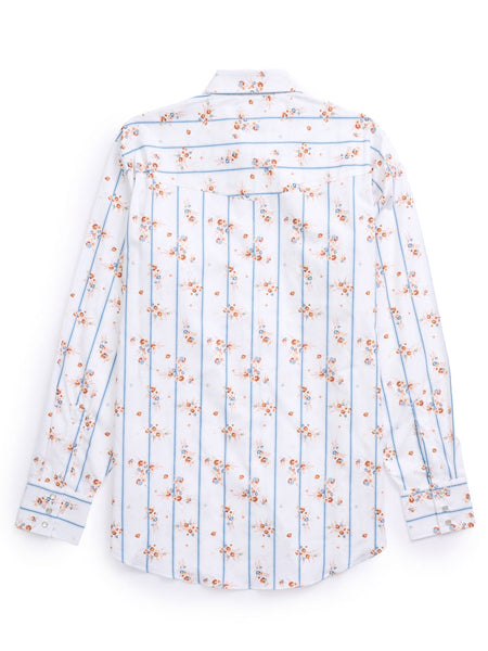 Ely Cattleman 2027118-WH Mens Wallpaper Floral Print Western Snap Shirt White back view. If you need any assistance with this item or the purchase of this item please call us at five six one seven four eight eight eight zero one Monday through Saturday 10:00a.m EST to 8:00 p.m EST