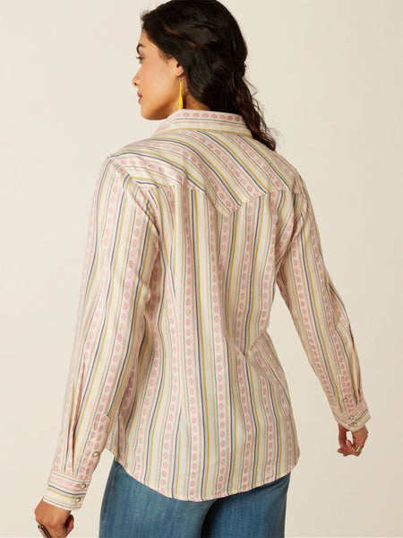 Ariat 10054777 Womens Alyssa Snap Shirt Carnation Dobby Pink back view. If you need any assistance with this item or the purchase of this item please call us at five six one seven four eight eight eight zero one Monday through Saturday 10:00a.m EST to 8:00 p.m EST