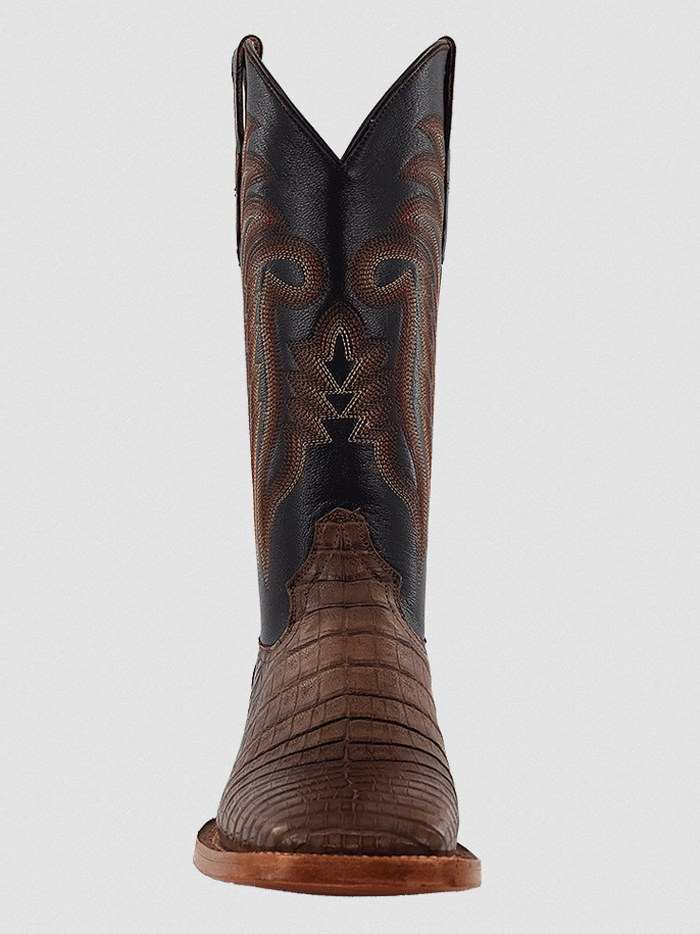 R.Watson RW2004-2 Mens Coco Caiman Belly Western Boots Espresso front and side view. If you need any assistance with this item or the purchase of this item please call us at five six one seven four eight eight eight zero one Monday through Saturday 10:00a.m EST to 8:00 p.m EST