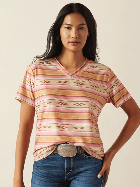 Ariat 10055133 Womens Printed Laguna Shirt Pink Paradise Serape front view. If you need any assistance with this item or the purchase of this item please call us at five six one seven four eight eight eight zero one Monday through Saturday 10:00a.m EST to 8:00 p.m EST