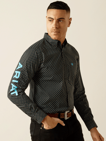 Ariat 10058738 Mens Team Abel Fitted Shirt Black front view. If you need any assistance with this item or the purchase of this item please call us at five six one seven four eight eight eight zero one Monday through Saturday 10:00a.m EST to 8:00 p.m EST