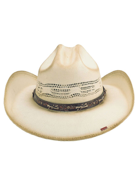 Bullhide 5090 BARB WIRE Bangora Straw Hat Natural Distressed back view. If you need any assistance with this item or the purchase of this item please call us at five six one seven four eight eight eight zero one Monday through Saturday 10:00a.m EST to 8:00 p.m EST