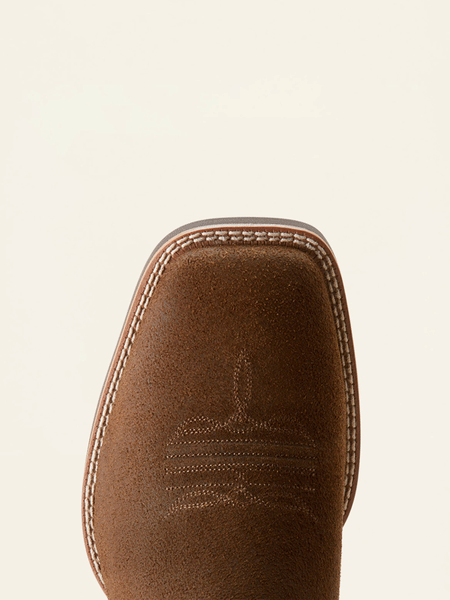 Ariat 10053732 Mens Sport Wide Square Toe Cowboy Boot Mesa Tan Bark toe view. If you need any assistance with this item or the purchase of this item please call us at five six one seven four eight eight eight zero one Monday through Saturday 10:00a.m EST to 8:00 p.m EST